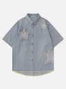 Teeonvi Fringe Star Patch Short Sleeve Shirts