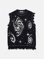 Teeonvi Starry Night Swirl Graphic Sweater Vest