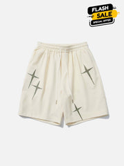 Teeonvi Embroidery Star Drawstring Shorts