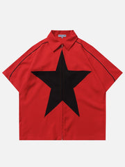 Teeonvi Star Splicing Short Sleeve Shirts