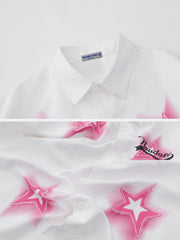 Teeonvi Star Patch Letter Print Shirts