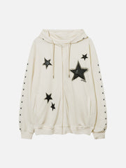 Teeonvi Star Patch Zipped Hoodie