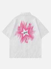 Teeonvi Star Patch Letter Print Shirts
