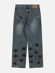 Teeonvi Embroidery Star Jeans