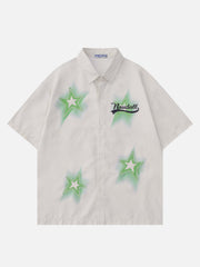 Teeonvi Star Patch Letter Print Shirts