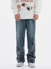 Teeonvi Embroidery Star Jeans