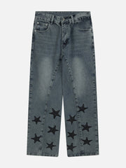 Teeonvi Embroidery Star Jeans