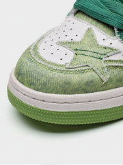 Teeonvi Starry Climb Patchwork Avocado Green Star Skate Shoes