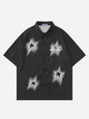 Teeonvi Star Patch Letter Print Shirts