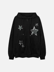 Teeonvi Star Patch Zipped Hoodie