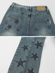 Teeonvi Embroidery Star Jeans