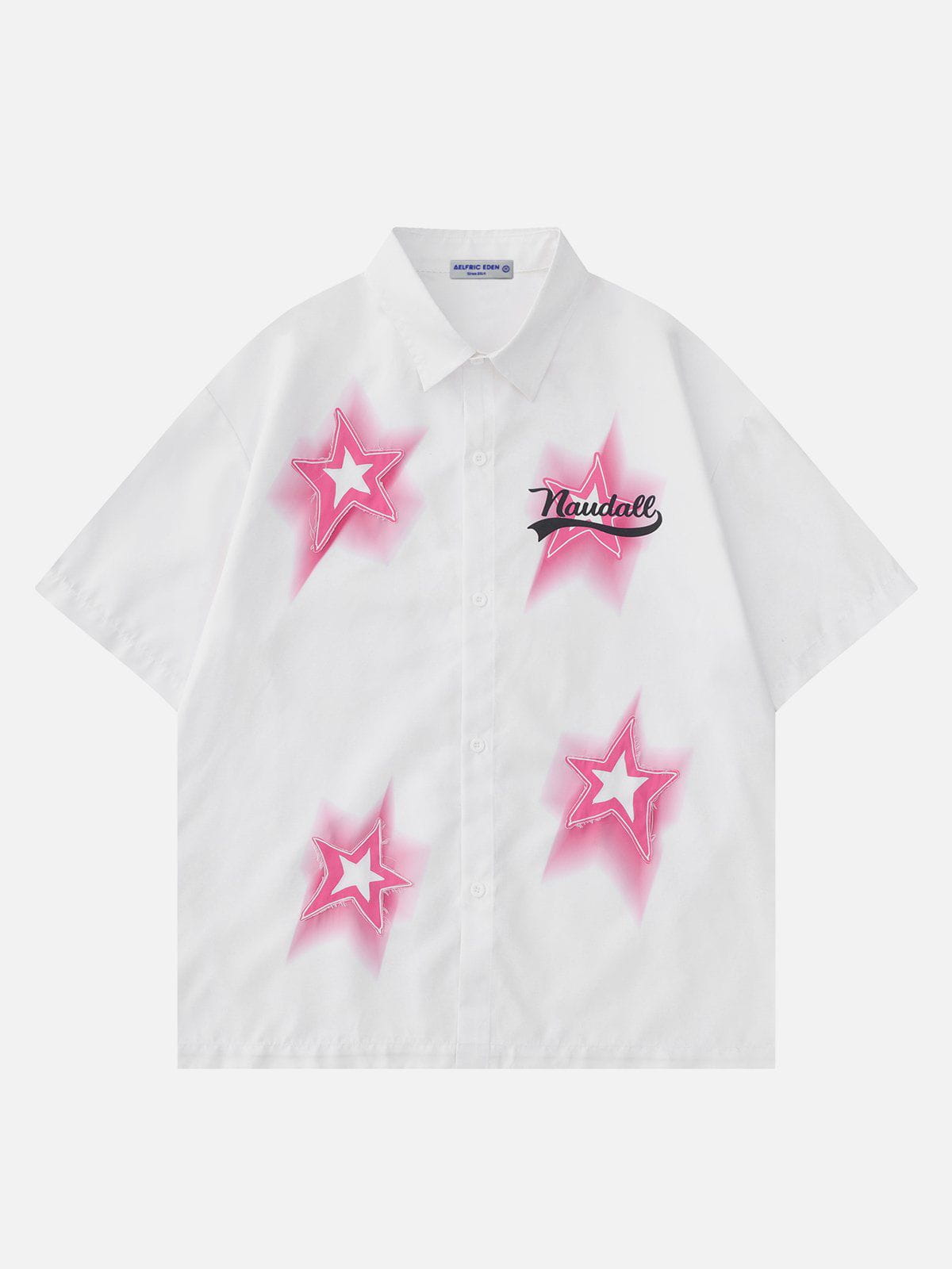 Teeonvi Star Patch Letter Print Shirts