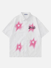 Teeonvi Star Patch Letter Print Shirts