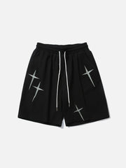 Teeonvi Embroidery Star Drawstring Shorts